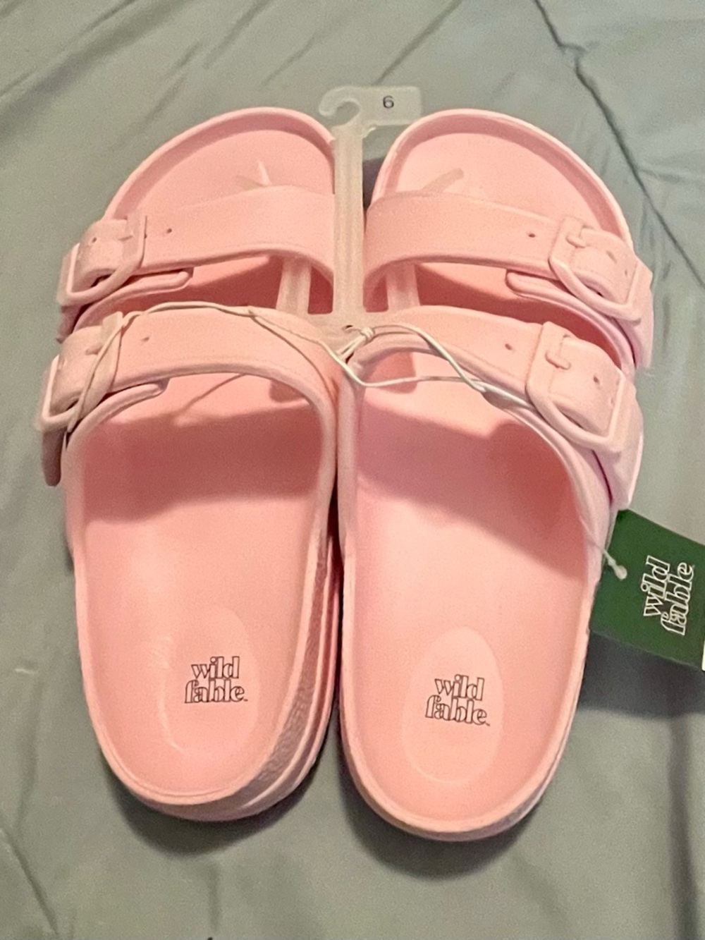 wild fable Pink Double-Buckle Slide Sandals for Kids